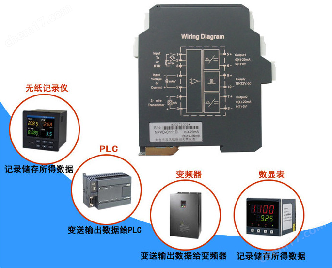 PT100温度变送器热电阻热电偶信号隔离器