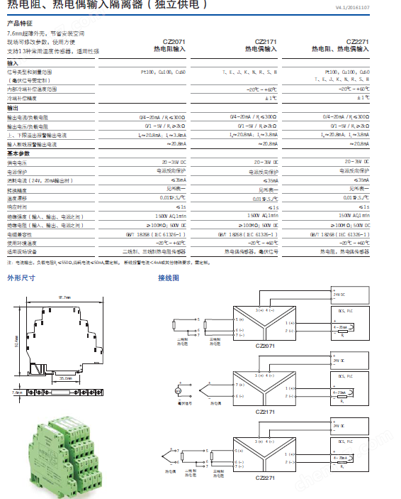 CZ3036模拟量输入信号隔离器