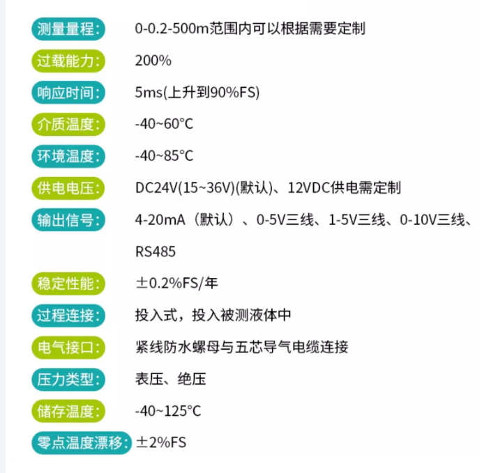 单法兰型投入式液位变送器4-20MA现场显示